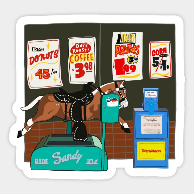 Sandy the Horse at the Grocery Store Sticker by jenblove